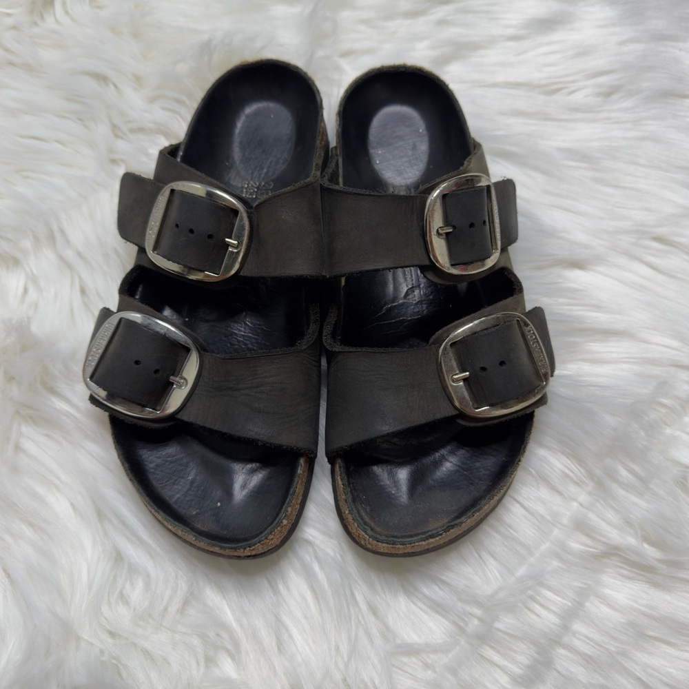 Birkenstock Black Sandals with Silver Buckles